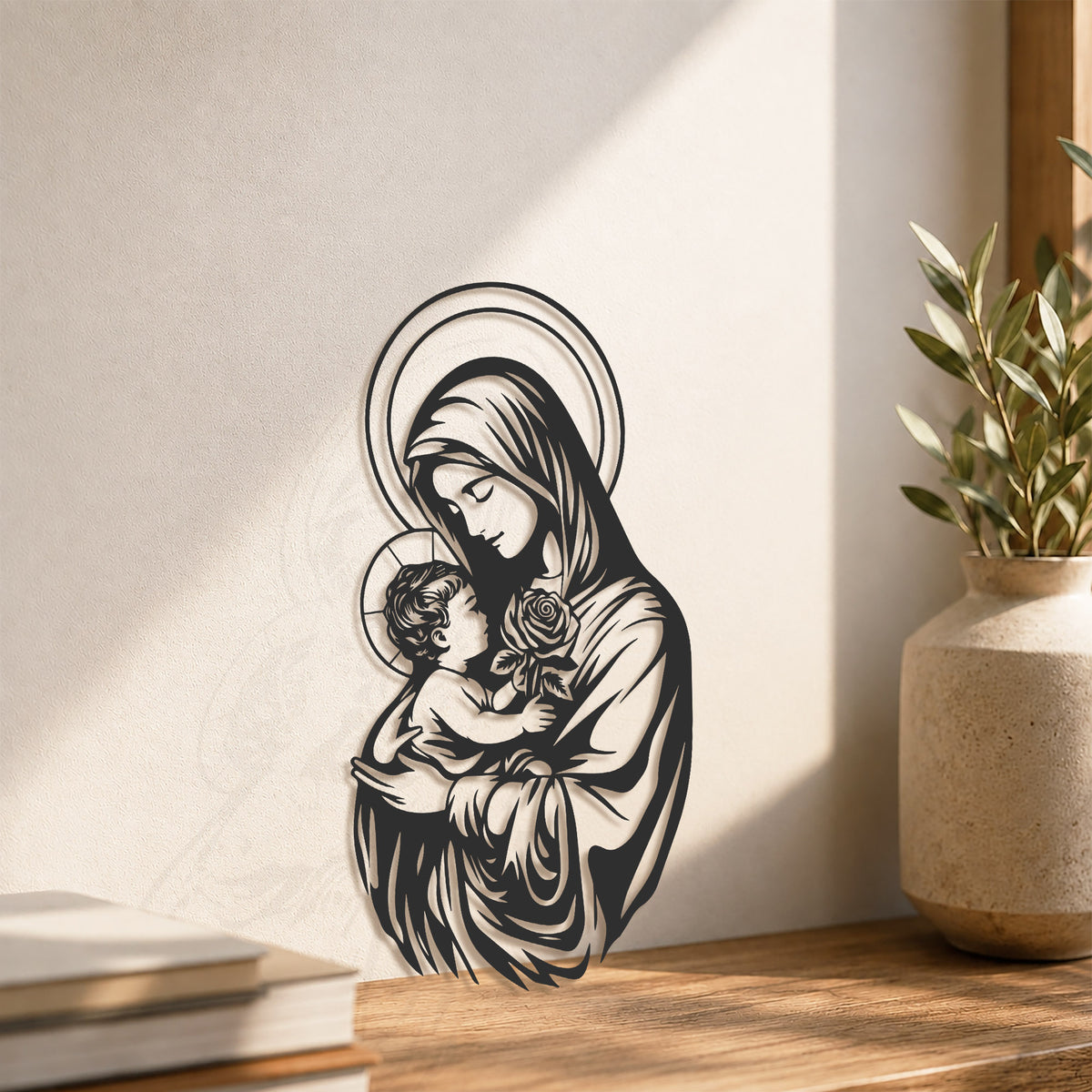 Mother Mary With Baby Jesus Religious Line Art Wall Decor Catholic Christian Minimalist Holy Family Home Decoration