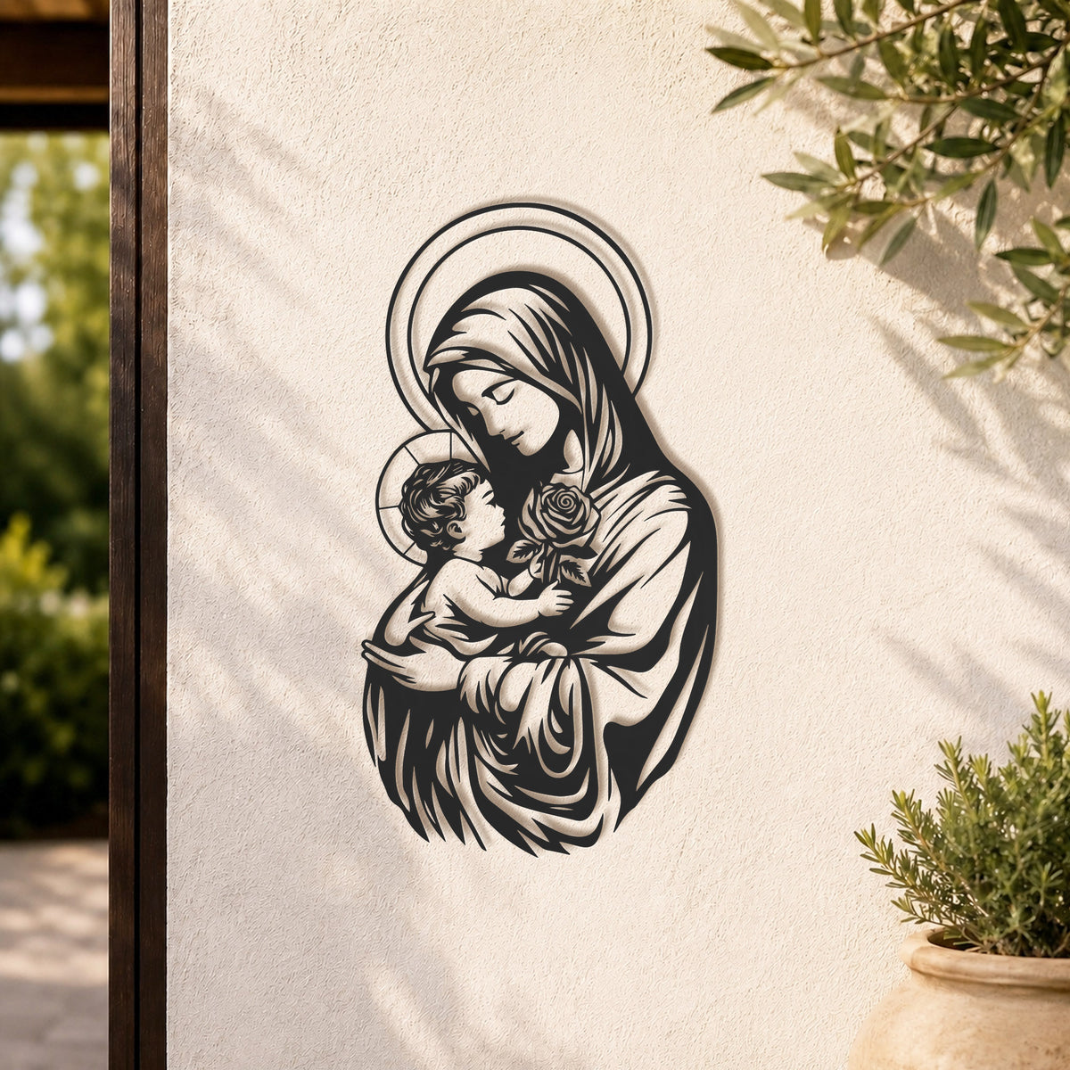 Mother Mary With Baby Jesus Religious Line Art Wall Decor Catholic Christian Minimalist Holy Family Home Decoration