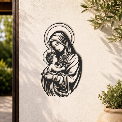 Mother Mary With Baby Jesus Religious Line Art Wall Decor Catholic Christian Minimalist Holy Family Home Decoration