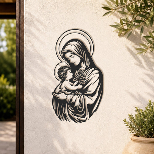 Mother Mary With Baby Jesus Religious Line Art Wall Decor Catholic Christian Minimalist Holy Family Home Decoration