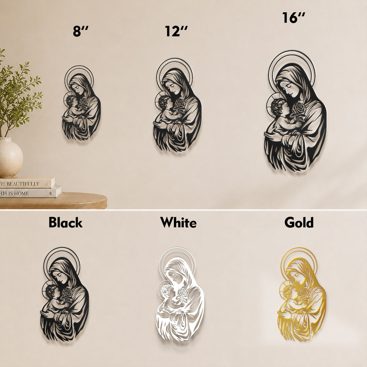 Mother Mary With Baby Jesus Religious Line Art Wall Decor Catholic Christian Minimalist Holy Family Home Decoration