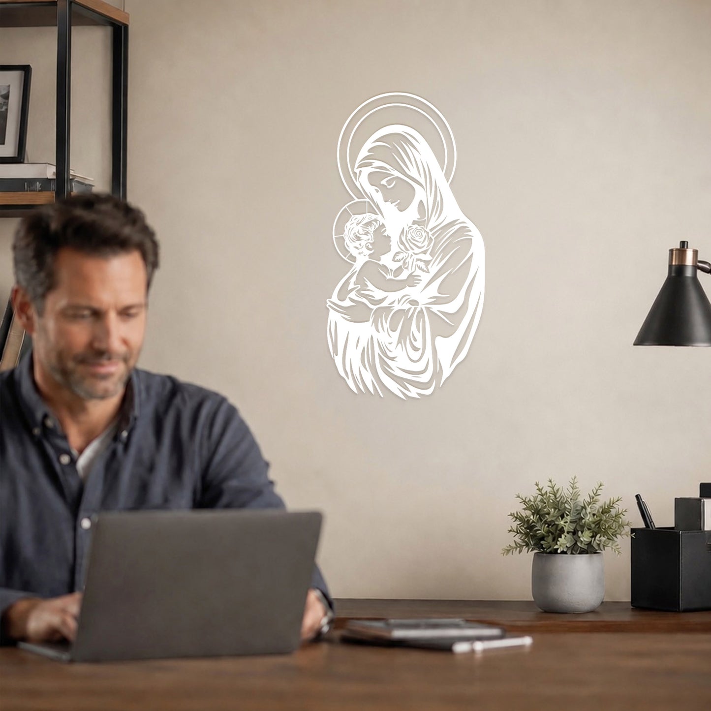 Mother Mary With Baby Jesus Religious Line Art Wall Decor Catholic Christian Minimalist Holy Family Home Decoration
