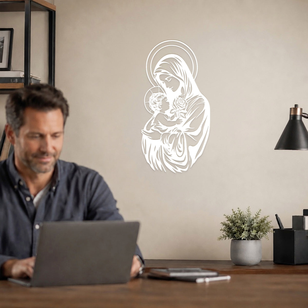 Mother Mary With Baby Jesus Religious Line Art Wall Decor Catholic Christian Minimalist Holy Family Home Decoration