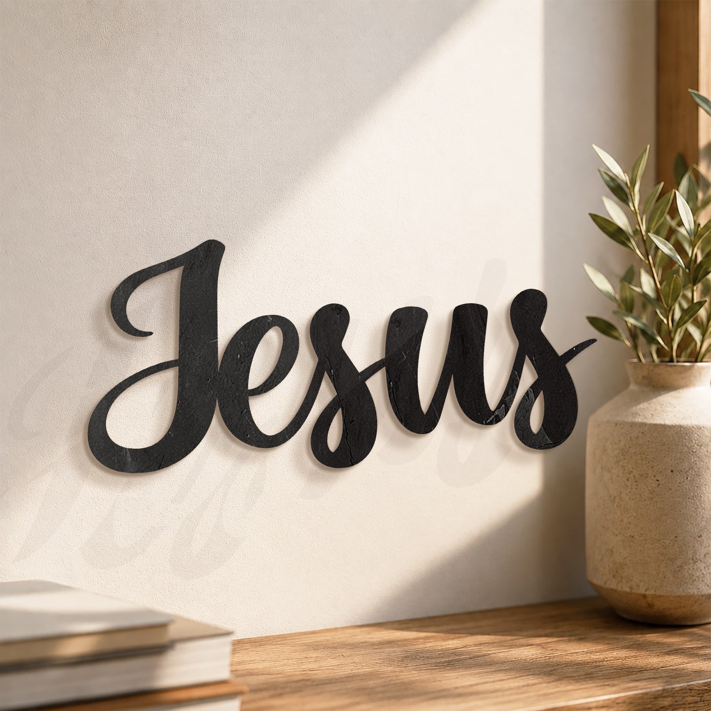 Jesus Script Metal Wall Art – Christian Jesus Name Metal Wall Decor Sign