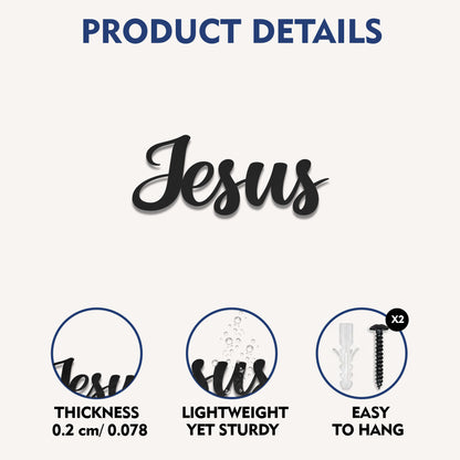 Jesus Script Metal Wall Art – Christian Jesus Name Metal Wall Decor Sign