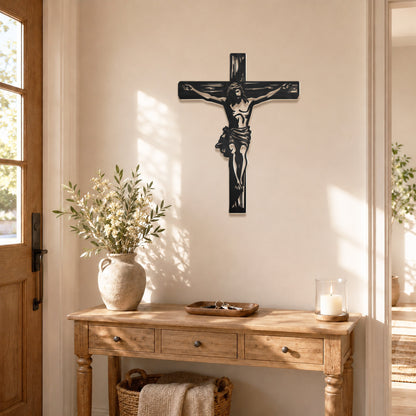Jesus Crucifixion Cross Metal Wall Art – Christian Crucifix Metal Wall Decor Sign