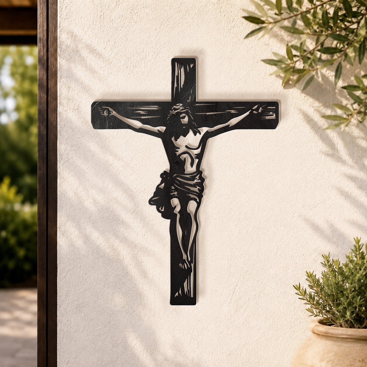 Jesus Crucifixion Cross Metal Wall Art – Christian Crucifix Metal Wall Decor Sign