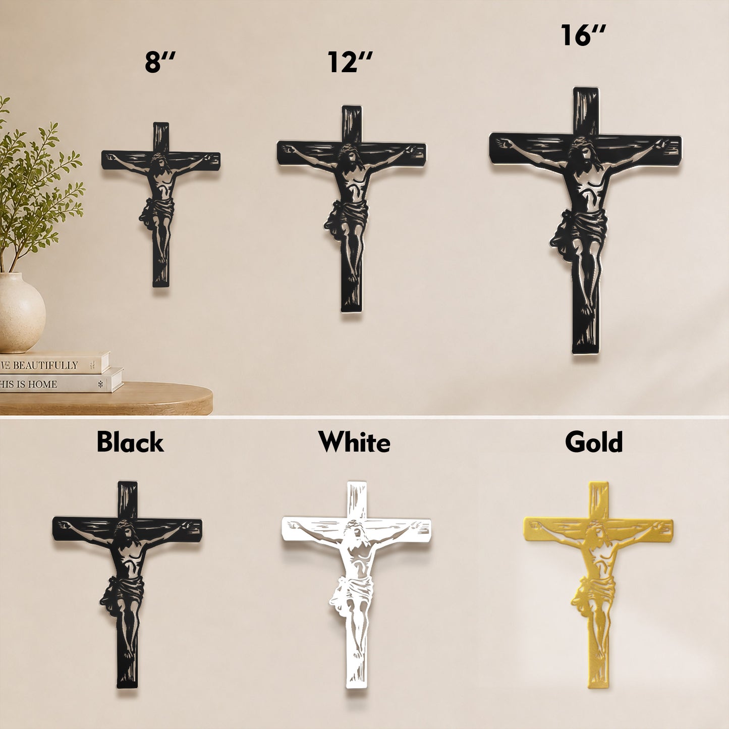 Jesus Crucifixion Cross Metal Wall Art – Christian Crucifix Metal Wall Decor Sign