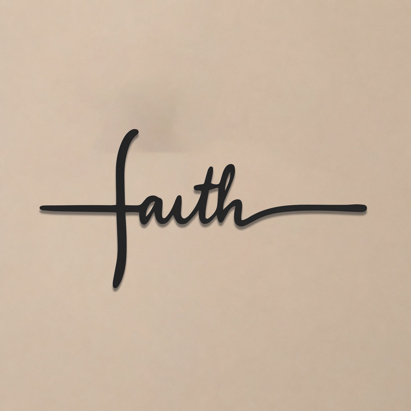 Faith Cross Script Metal Wall Art – Christian Metal Wall Decor Sign