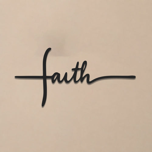 Faith Cross Script Metal Wall Art – Christian Metal Wall Decor Sign