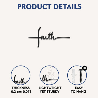 Faith Cross Script Metal Wall Art – Christian Metal Wall Decor Sign