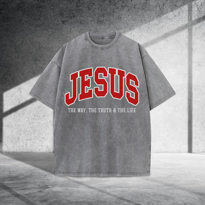 Jesus The Way The Truth & The Life Unisex Vintage Washed T-Shirt - Christian Faith Declaration