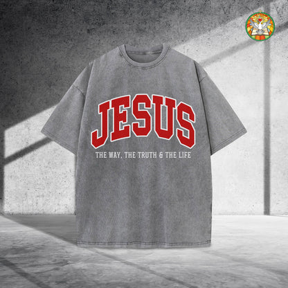Jesus The Way The Truth & The Life Unisex Vintage Washed T-Shirt - Christian Faith Declaration