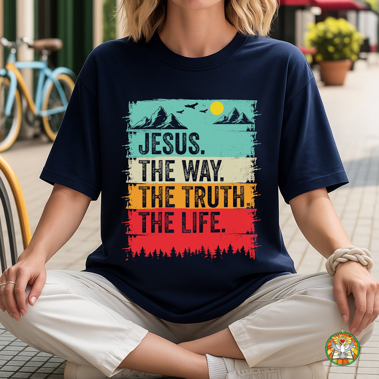 Jesus The Way The Truth The Life Vintage Sunset Christian T-Shirt John 14:6 Faith Tee