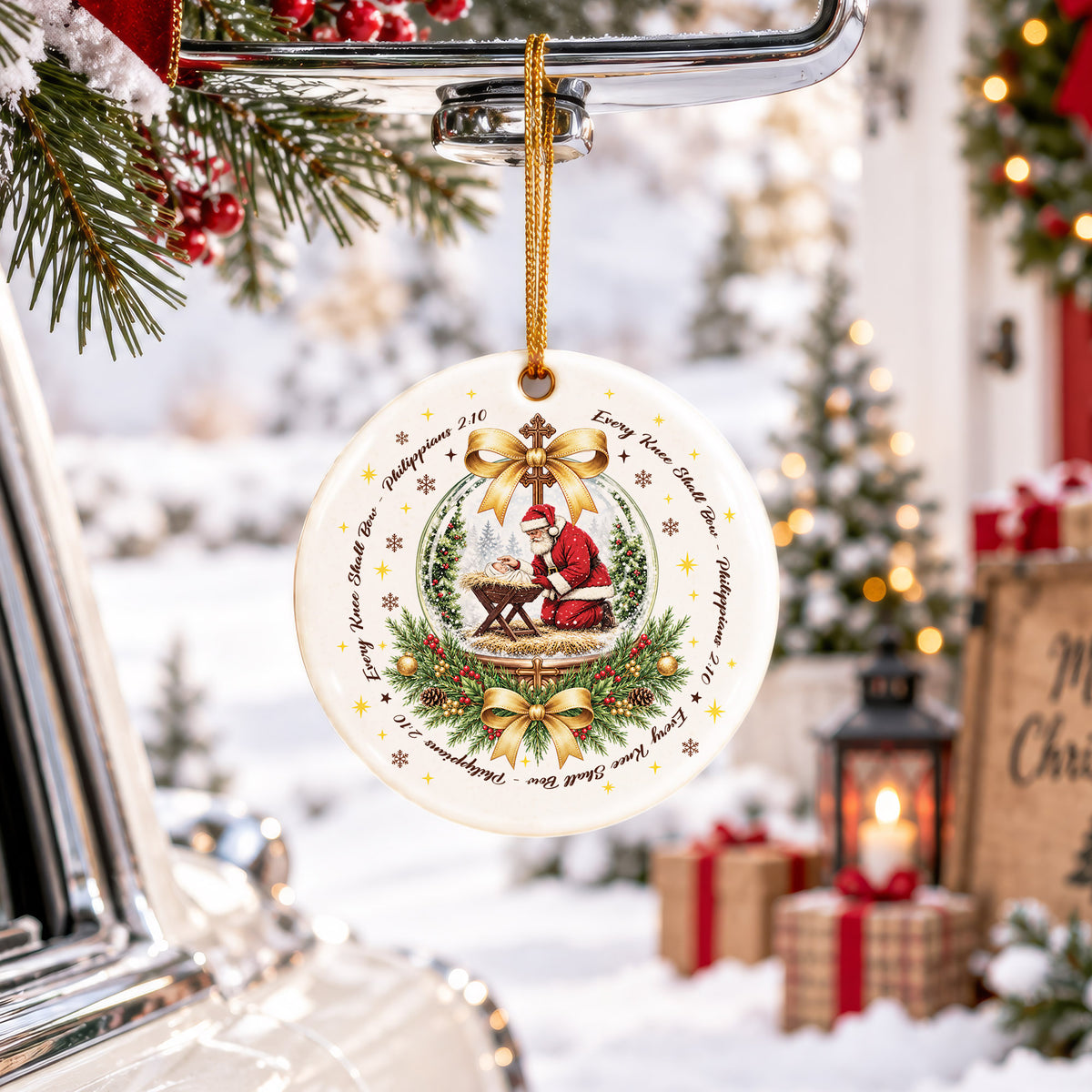 Ceramic Ornament Christmas Blessing Faith Collection – Christian Holiday Decor