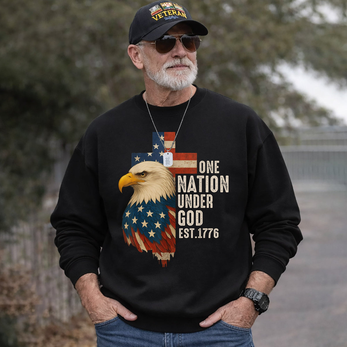 One Nation Under God Est 1776 – Faith & Freedom – Unisex Tshirt Gildan / Tshirt Comfort / V-neck/ Hoodie / Sweatshirt