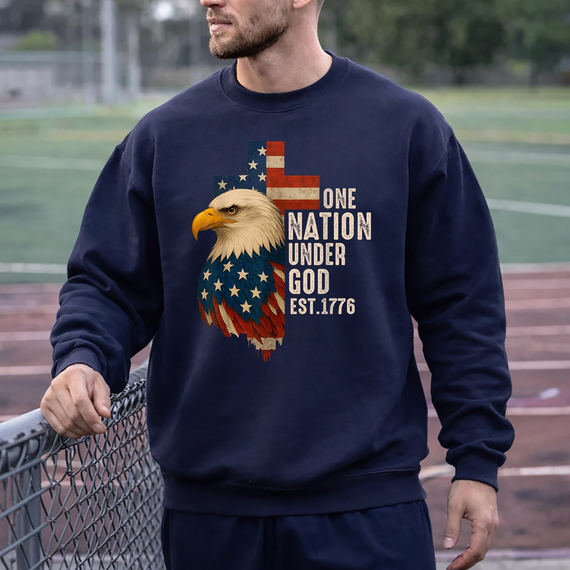 One Nation Under God Est 1776 – Faith & Freedom – Unisex Tshirt Gildan / Tshirt Comfort / V-neck/ Hoodie / Sweatshirt