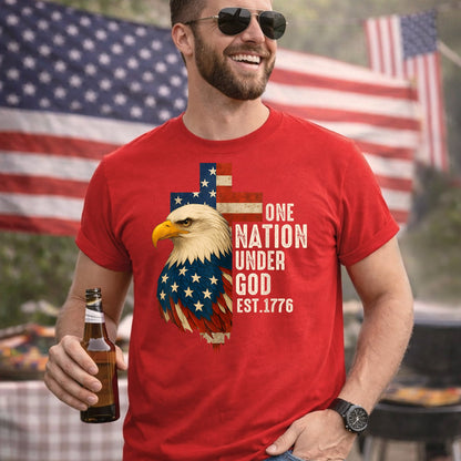 One Nation Under God Est 1776 – Faith & Freedom – Unisex Tshirt Gildan / Tshirt Comfort / V-neck/ Hoodie / Sweatshirt