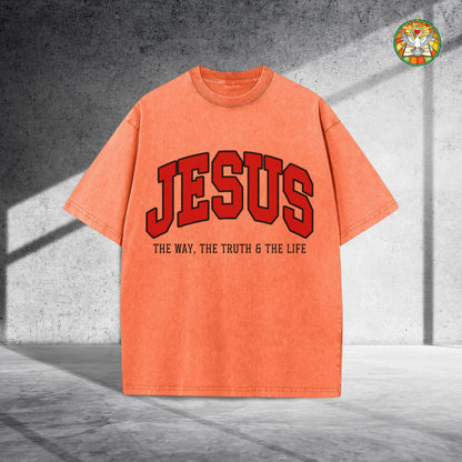 Jesus The Way The Truth & The Life Unisex Vintage Washed T-Shirt - Christian Faith Declaration