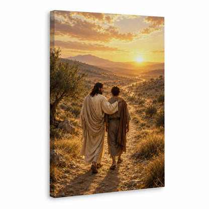 Walking The Road With Jesus Christian Wall Art Poster/Canvas