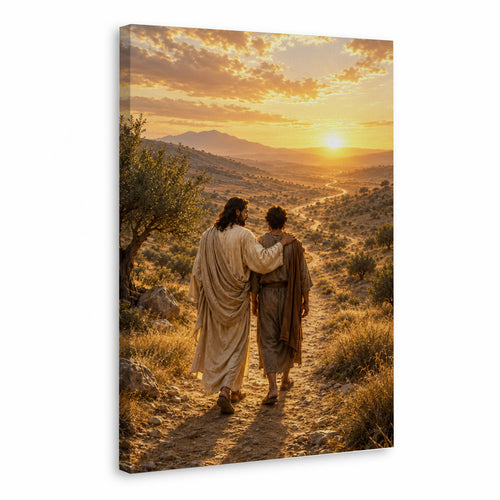 Walking The Road With Jesus Christian Wall Art Poster/Canvas