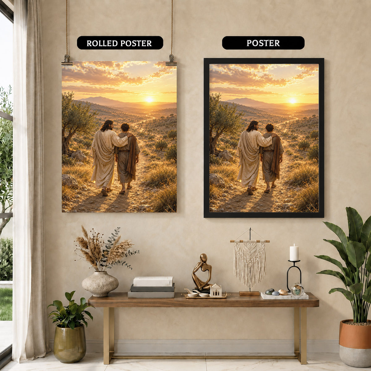 Walking The Road With Jesus Christian Wall Art Poster/Canvas