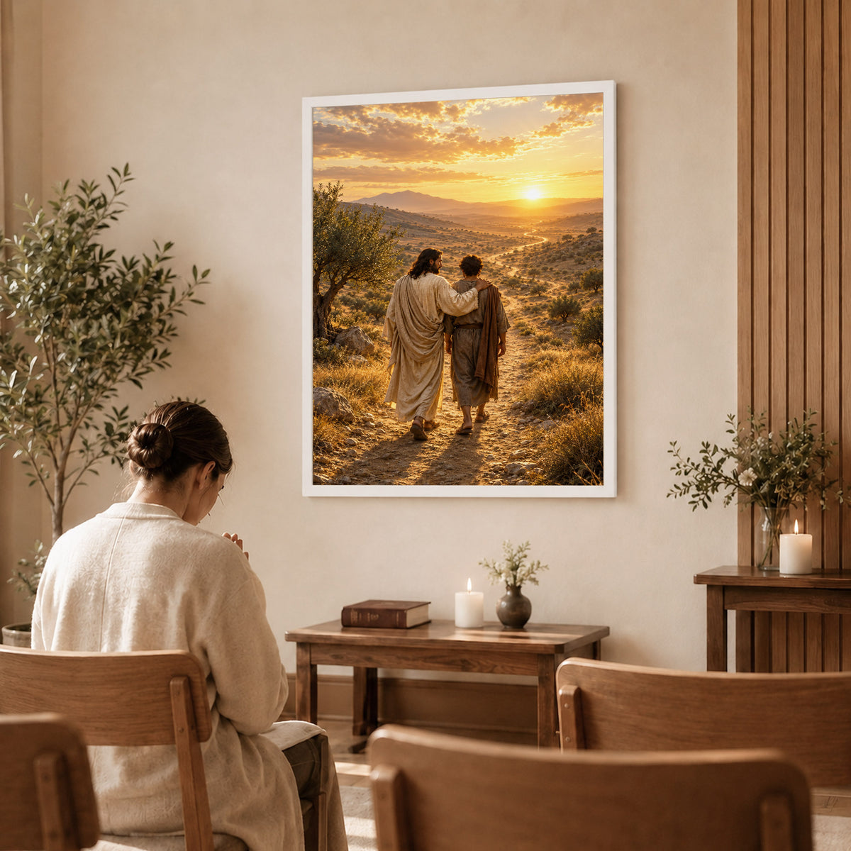 Walking The Road With Jesus Christian Wall Art Poster/Canvas