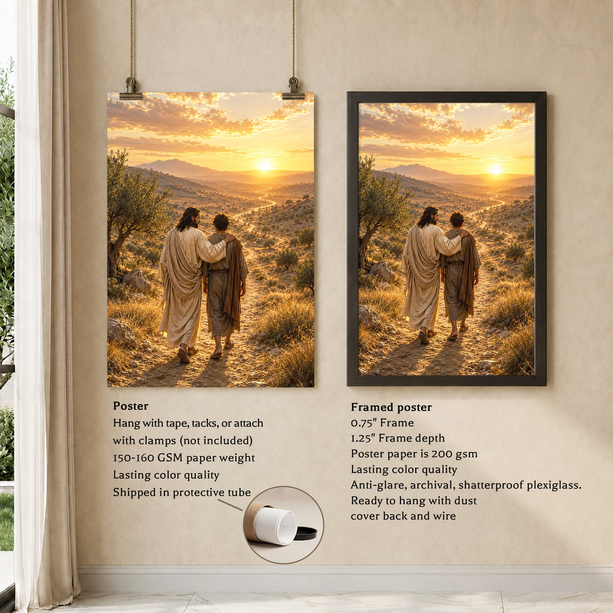 Walking The Road With Jesus Christian Wall Art Poster/Canvas