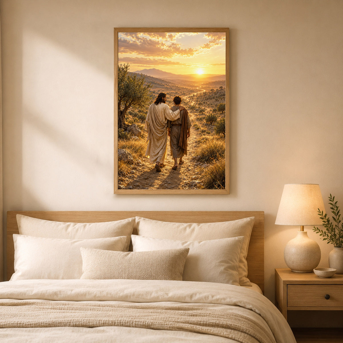Walking The Road With Jesus Christian Wall Art Poster/Canvas