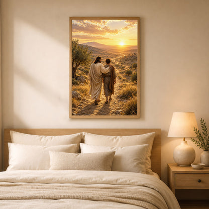 Walking The Road With Jesus Christian Wall Art Poster/Canvas
