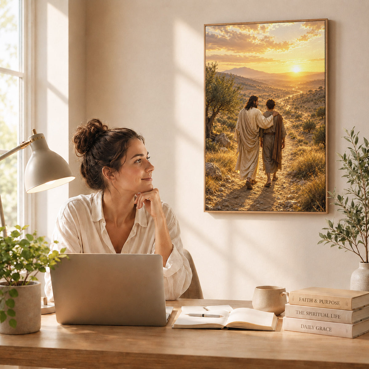 Walking The Road With Jesus Christian Wall Art Poster/Canvas