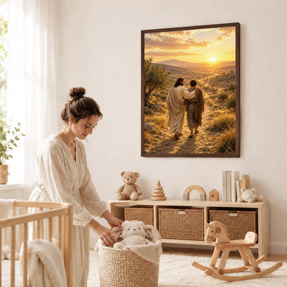 Walking The Road With Jesus Christian Wall Art Poster/Canvas