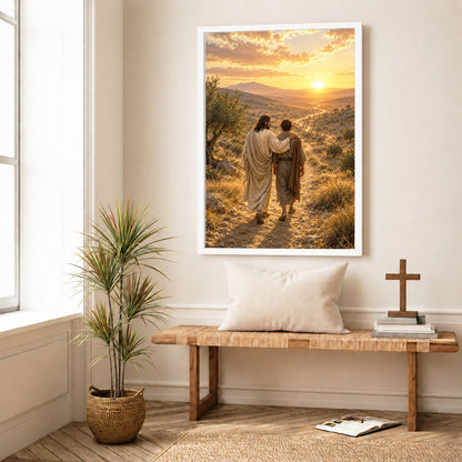 Walking The Road With Jesus Christian Wall Art Poster/Canvas