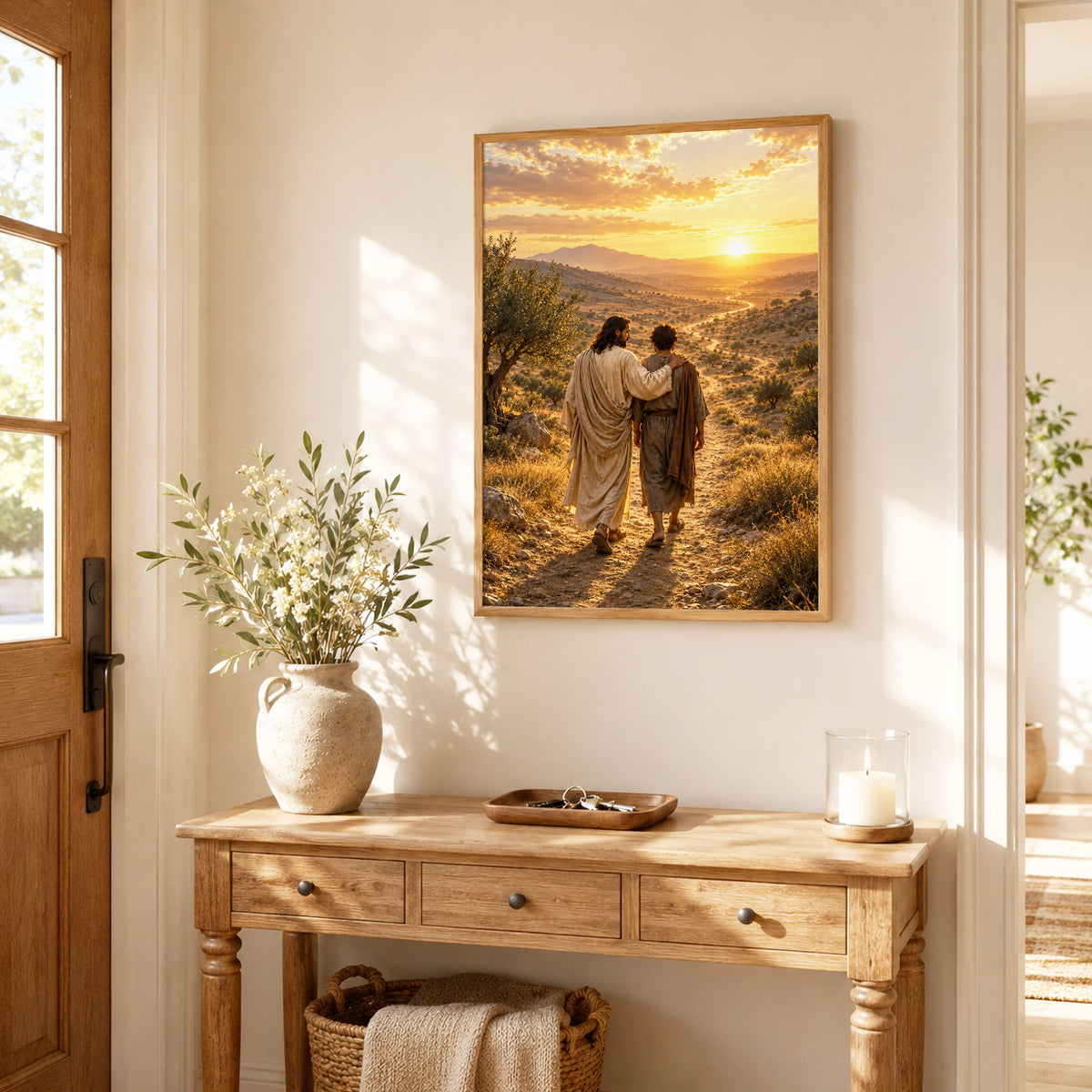 Walking The Road With Jesus Christian Wall Art Poster/Canvas