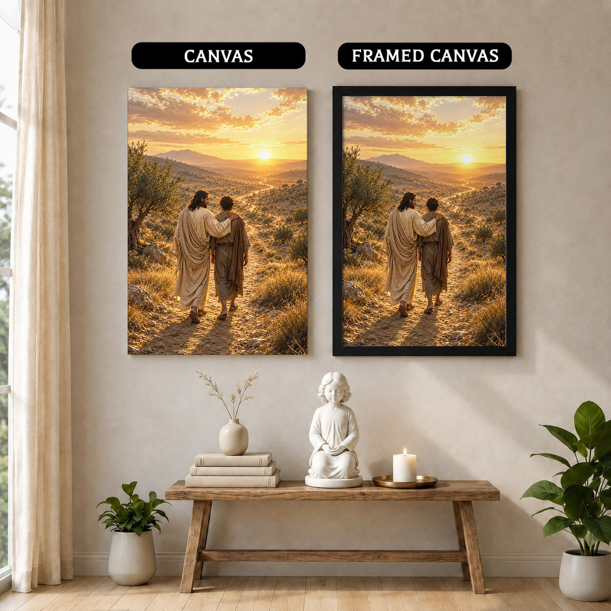 Walking The Road With Jesus Christian Wall Art Poster/Canvas
