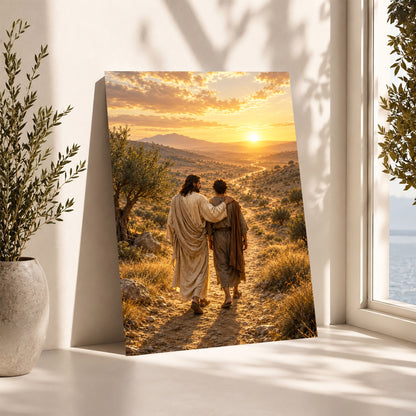 Walking The Road With Jesus Christian Wall Art Poster/Canvas