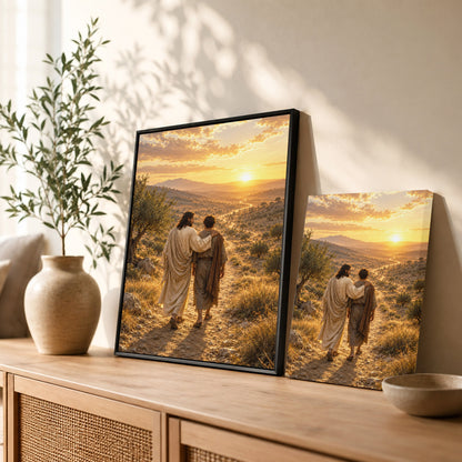 Walking The Road With Jesus Christian Wall Art Poster/Canvas