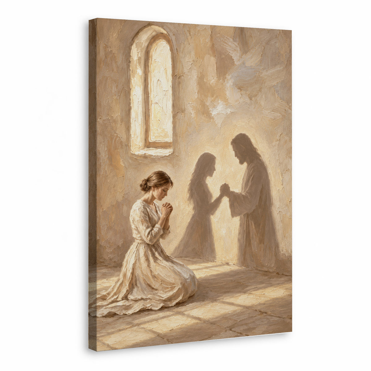 Jesus by Your Side Canvas/Poster – Praying Woman Christian Wall Art & Faith Decor