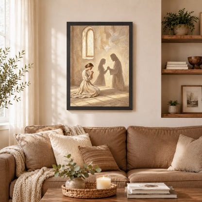 Jesus by Your Side Canvas/Poster – Praying Woman Christian Wall Art & Faith Decor