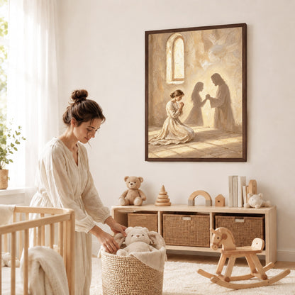 Jesus by Your Side Canvas/Poster – Praying Woman Christian Wall Art & Faith Decor