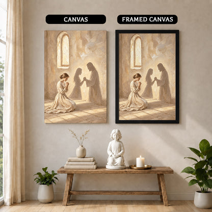 Jesus by Your Side Canvas/Poster – Praying Woman Christian Wall Art & Faith Decor