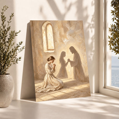 Jesus by Your Side Canvas/Poster – Praying Woman Christian Wall Art & Faith Decor