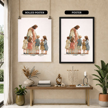 Jesus With Little Children Poster/Canvas