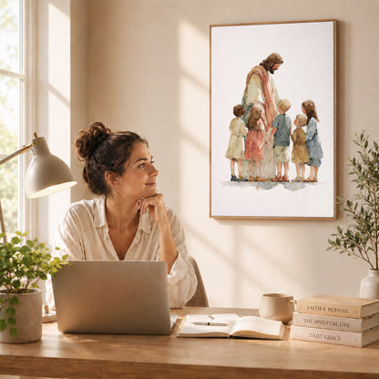 Jesus With Little Children Poster/Canvas