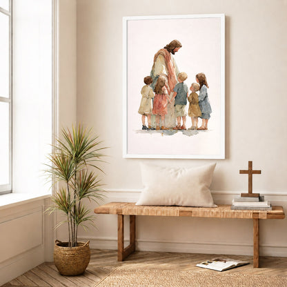 Jesus With Little Children Poster/Canvas