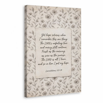 Lamentations 3:21-24 Vintage Floral Poster/Canvas