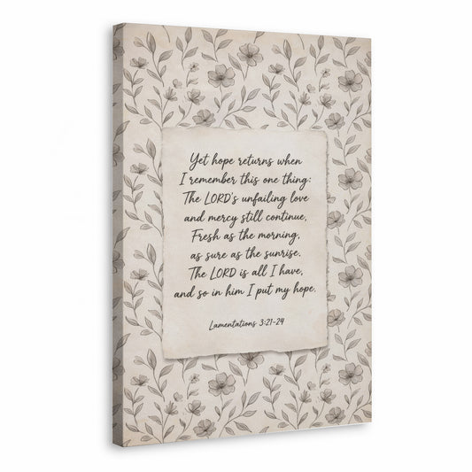 Lamentations 3:21-24 Vintage Floral Poster/Canvas