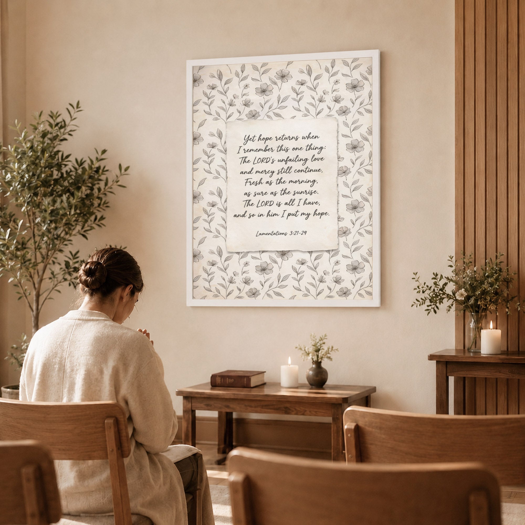 Lamentations 3:21-24 Vintage Floral Poster/Canvas