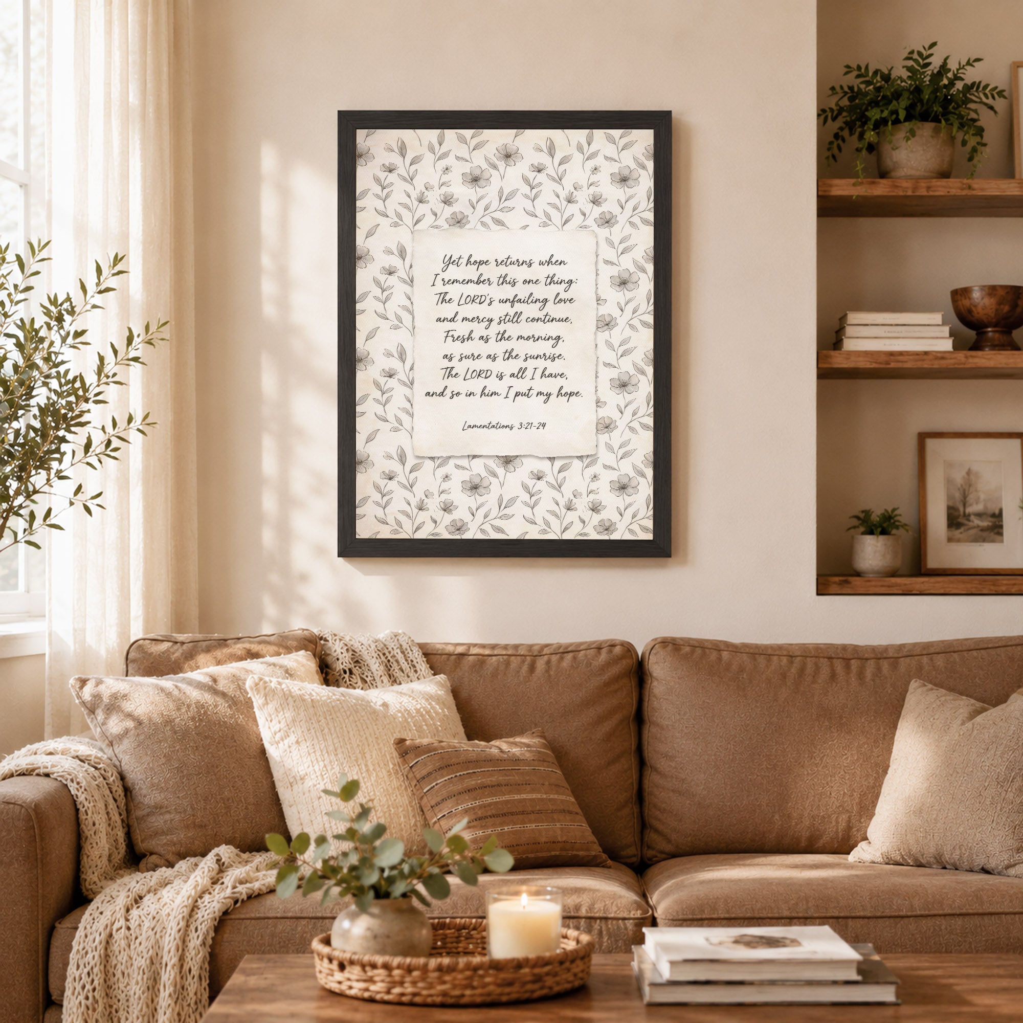 Lamentations 3:21-24 Vintage Floral Poster/Canvas
