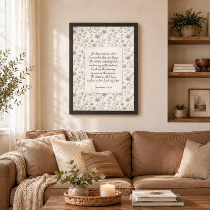 Lamentations 3:21-24 Vintage Floral Poster/Canvas